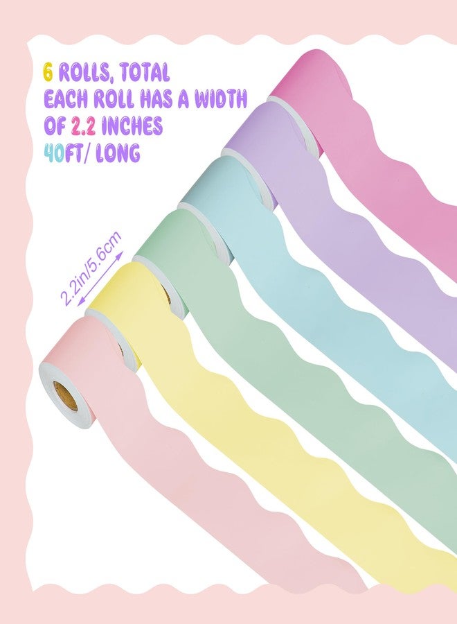 peony man 240 Ft Pastel Bulletin Board Borders Colorful Classroom Borders Scalloped Border Trim Pastel Bulletin Board Decorations for Classroom Chalkboard Home Wall Office Decoration, 6 Rolls - Image 2